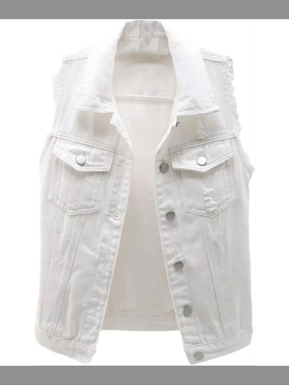 White Sleeveless Denim Vest